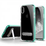 Wholesale iPhone Xs / X (Ten) Clear Armor Bumper Kickstand Case (Green)